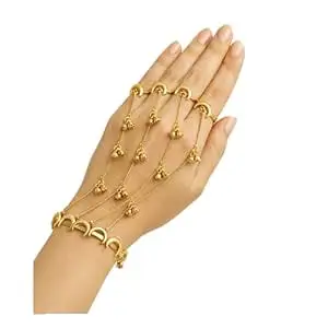 THE STYLE COURTYARD Kashmiri Bracelet | Hand Harness for Women | Bell Sound Ghgroo Hathphool Bracelet | Traditional Ethnic Fashion Jewellery for women and girls
