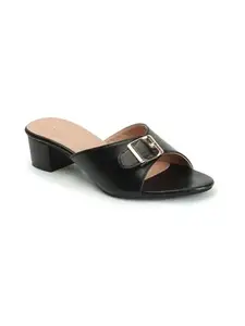ICONICS Women's Fashionable Slip On Sandals Colour-Black, Size-UK 6