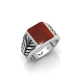 Vitra jewellery Natural Aqeeq/Red Agate gemstone ring, Balerion Ring Pure Silver 925 silver ring for Men/Boys (US 11)