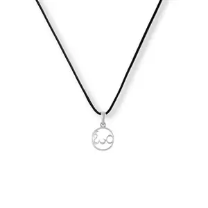 A AKSHAT SAPPHIRE Sterling Silver (92.5% purity) OM/Spiritual OM Pendant for Men & Women Pure Silver Religious Locket with Black Thread | Rakhi Gift for Sister or Brother