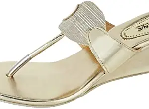 WalkTrendy Womens Gold Sandals With Heels - 5 Uk (Wtdw247_Gold_8)