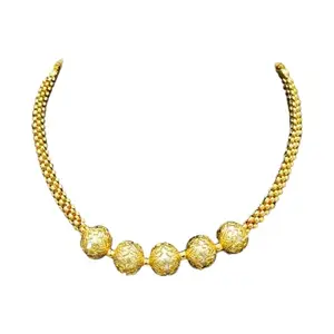 Traditional Maharashtrian Thushi Necklace, Gold-Plated, American Diamond Stones, Copper Base