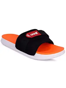 AADI Men's Orange Synthetic Leather Daily Use Casual Sliders/Flip Flop & Slippers