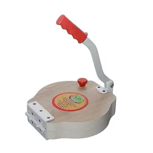 HILEXI 10 Inch Wooden Board Papad-Puri-khakhra Press Maker Plywood Machine with Iron Handle Roti Maker Press Machine with Handle for Kitchen Home A11