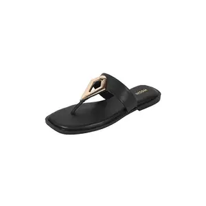 Mochi Women's Black Synthetic Stylish Flat Sandal UK/5 EU/38 (32-1170)