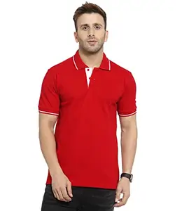 Scott International Polo T-Shirts for Men - Collar Neck, Half Sleeves, Cotton, Regular fit Stylish Branded Solid Plain- Ultra Soft, Comfortable, Lightweight T-Shirt Red 2XL
