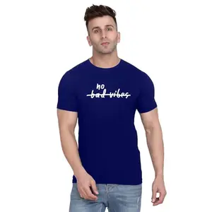 ALLEN BLACK Men's Round Neck T-Shirt, (GRR_ L_8014_BZR) Navy Blue