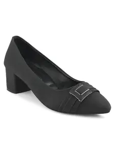 Shuz Touch Black Comfort Block Heel Pumps | Size : 2.5