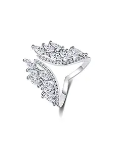 Yellow Chimes Ring for women Elegant Austrian Crystal Studded Silver Plated White Adjustable Ring for Women and Girls (Style-2)
