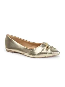 Carlton London Women Gold Comfortable Slip On Shimmer Fashion Shoes for Casual use, Outdoor, Party and Holidays with Heels (38)