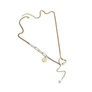 SOHI Gold Plated Love Shaped Necklace (SOHNCK8211)