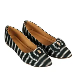 Adlof Green and White Striped Beautiful bellie's for Women's and Girl's (White and Green, Numeric_6)