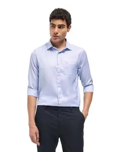 THE BEAR HOUSE Men's Printed Tailored Fit Formal Shirt Blue