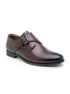 TEAKWOOD LEATHERS Teakwood™ Men Solid Genuine Leather Formal Monks||Monk Strap Formal Genuine Leather Shoes for Men_TAN★
