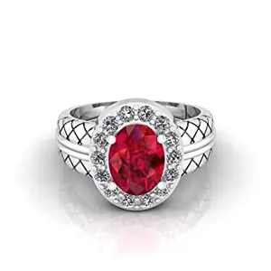 SIDHARTH GEMS 14.25 Ratti 13.45 Carat Certified A+ Quality Natural Ruby Manik Gemstone Panchdhatu Adjaistaible Silver Plated Ring for Women and Men