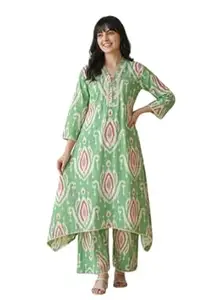 Winza Designer Floral Printed Co ord Set for Women Stylish Poly Rayon Fishtail Cut Tunic Kurta Set with Pant | Trending Party Ethnic Coord Sets for Woman | Plus Size S-6XL