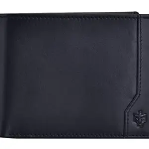 SKYLE Black RFID Protected Genuine Leather Wallet for Men, Slim Bi Fold Card Wallet, 4 +2 Cards Slots, Durable Currency Compartments & Coin Pocket