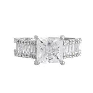 VOYLLA Sparkling Elegance Diamond Essence Solitaire American Diamond Ring For Women|Women Solitaire Rings|Gift For Women|Party|Cocktail|CZ|Womens Gift|