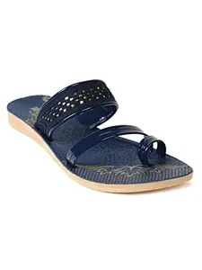 AJANTA Womens Blue Flat Sandal PU4032