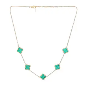Fashion Frill Pendant for Women Four Leaf Pendant Jewellery For Women & Girls Gift for Girlfriend & Wife (Green)