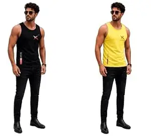 EARTH STAR Men's Cotton Tank Top T-Shirt | Sleeveless Gym Vest | Vest for Man Graphic Logo Print for Workout, Beach, Gym | Workout Sando | Gym Tshirts