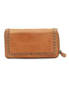 KOMPANERO Genuine Leather Brown Womens Wallet(C-11989-TOBACCO)