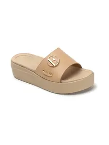 ELLE Women Sandal,Beige,UK-6