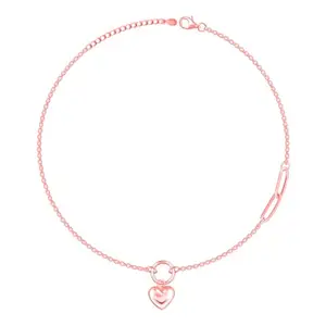 GIVA 925 Sterling silver Rose Gold Unwavering Heart Anklets,Single| Valentines Gift for Girlfriend, Gifts for Women and Girls | With Certificate of Authenticity and 925 Stamp | 6 Months Warranty*