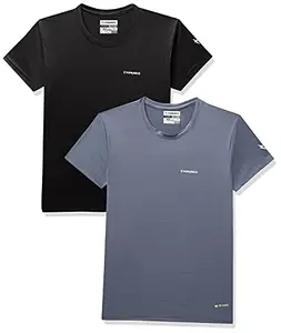 Charged Endure-003 Chameleon Spandex Knit Round Neck Sports T-Shirt Light-Grey Size Xs And Charged Play-005 Interlock Knit Geomatric Emboss Round Neck Sports T-Shirt Black Size Xs