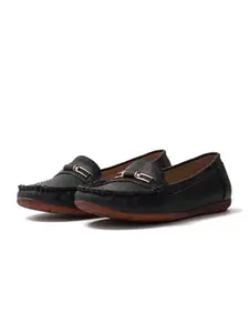 JM LOOKS Loafers for Women Business Casual Shoes Comfortable & Lightweight Penny Loafers Slip On Work Flats - Black