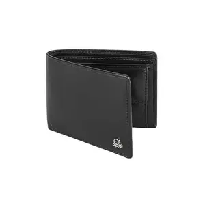 UNITED COLORS OF BENETTON Brenon Leather Global Coin Wallet for Men - Black, 4 Card Slots