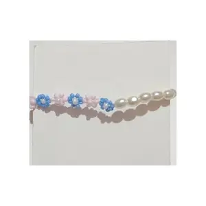 Joy of Jewels Handmade Floral Daisy Bracelet - Blue and Pink - Strand - For Women and Girls
