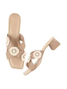 SELFIEE Comfortable Stylish Alluring Denim Strap Block Heels Light Weight Trendy Heels For Women & Girls