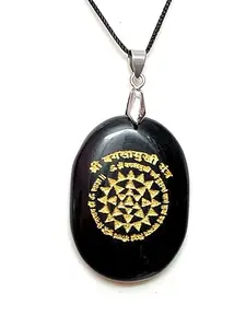 ASTROGHAR Natural Black Tourmaline Maa Bagalamukhi Yantra Pendant