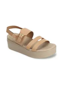 ELLE Women's Fashionable Adjustable Strap Comfartable Sandals Colour-Beige, Size-UK 4