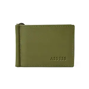 ASSESS Anti-Theft Genuine Leather RFID Protected and Minimalist Money Clip Slim Wallet, Unisex Bifold Wallet with Card Holder Slots, Wallet for Men & Women with Gift Box, Colour : Olive Green
