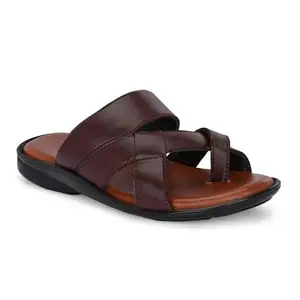 G WALK Leather Slippers for Men's | Stylish, Comfortable & Lightweight Slippers | Brown | Size-10