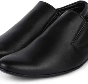 Vitoria Derby Shoes for Men | Shoes for Men with PU Sole | Comfortable & Lightweight |Durable & Trendy Design | Size : 7 | Color : Black,VTR_2TM_AGN_401BkSliponRnd_7