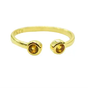 AZURFA Citrine Gemstone 925 Sterling Silver Gold Plated Couple Ring, Perfect Valentines gift for Her, 6 Months Warranty & Authenticity Certificate -26