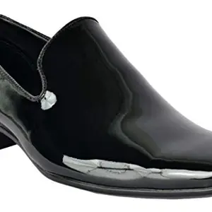 AADI Men's Black Synthetic Leather Slip On Party Formal Shoes