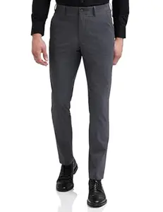 Louis Philippe Men's Slim Fit Mid Rise Pants