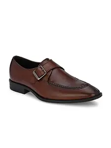 ALBERTO TORRESI Men's Leather Monk Formal Shoes with Buckle Closure - Suitable for Office, Party, Special Occassion Tan