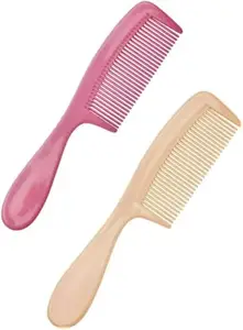 (Pack of 2p) Handle Comb Set, 21.5 cm Length, Multicolor, Wide-Tooth Detangling Hair Combs