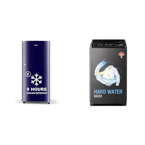 Whirlpool 184 L 2 Star Direct-Cool Single Door Refrigerator (205 WDE CLS 2S SAPPHIRE BLUE-Z, Blue,2, 7 Kg 5 Star Royal Fully-Automatic Top Loading Washing Machine (WHITEMAGIC ROYAL 7.0 GENX,