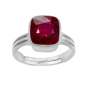 Kirti Sales GEMS 15.25 Ratti 14.52 Carat Certified Unheated Untreatet A+ Quality Natural Ruby Manik Gemstone Panchdhatu Adjaistaible Silver Plated Ring for Women and Men