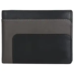 Leatherman Fashion LMN Genuine Leather Black D .Grey Men Wallet LV5970 (4 cc Card Slots)