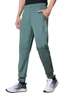 FITINC Men Mid-Rise Stretchable Gym Wear Joggers | Track Pants for Men | Casual Sports Track Pant with Pockets & Drawstring