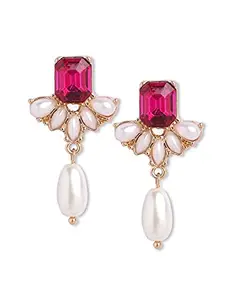 Accessorize London Diamante Short Drop Earring|One Size, PINK