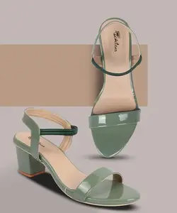 Picktoes PT-GD602 Women's Green Synthetic Leather Casual Heel Sandal