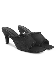 Froh Feet Women's Black Slim Heel Sandal Sleek and Stylish with Comfortable Open Back Design for Trendy Women and Girls